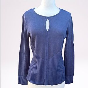 💖 Vince Camuto Lightweight Knit Navy Keyhole Pullover Top